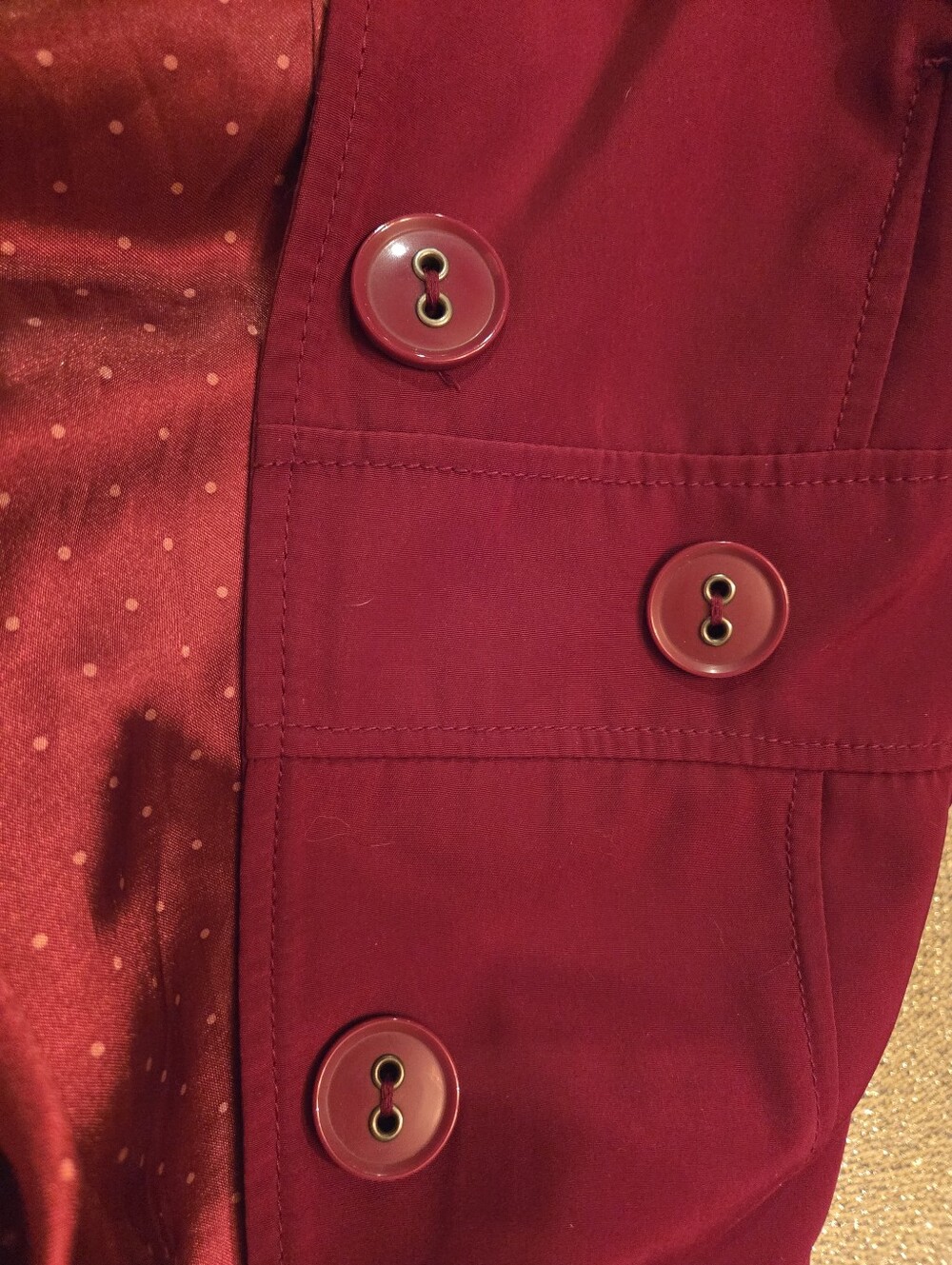 Merona Deep Red Women's Trench Coat with Button Front - Picture 5 of 7